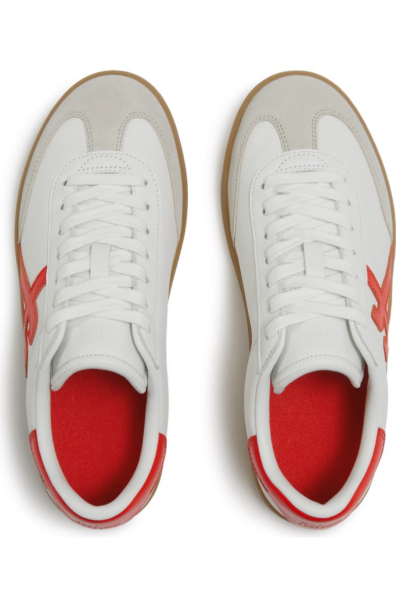 FitFlop The Dash T Toe Suede Sneakers, Alternate, color, Urban White/Cherry Tomato