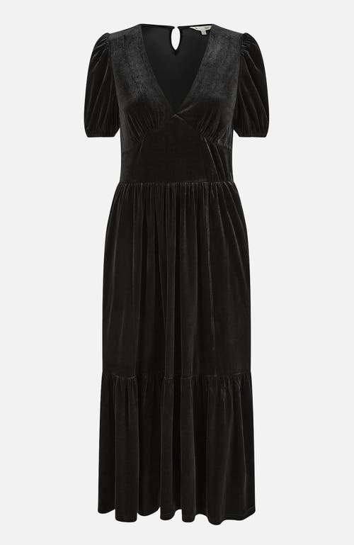 Yumi Velvet Midi Dress In Black