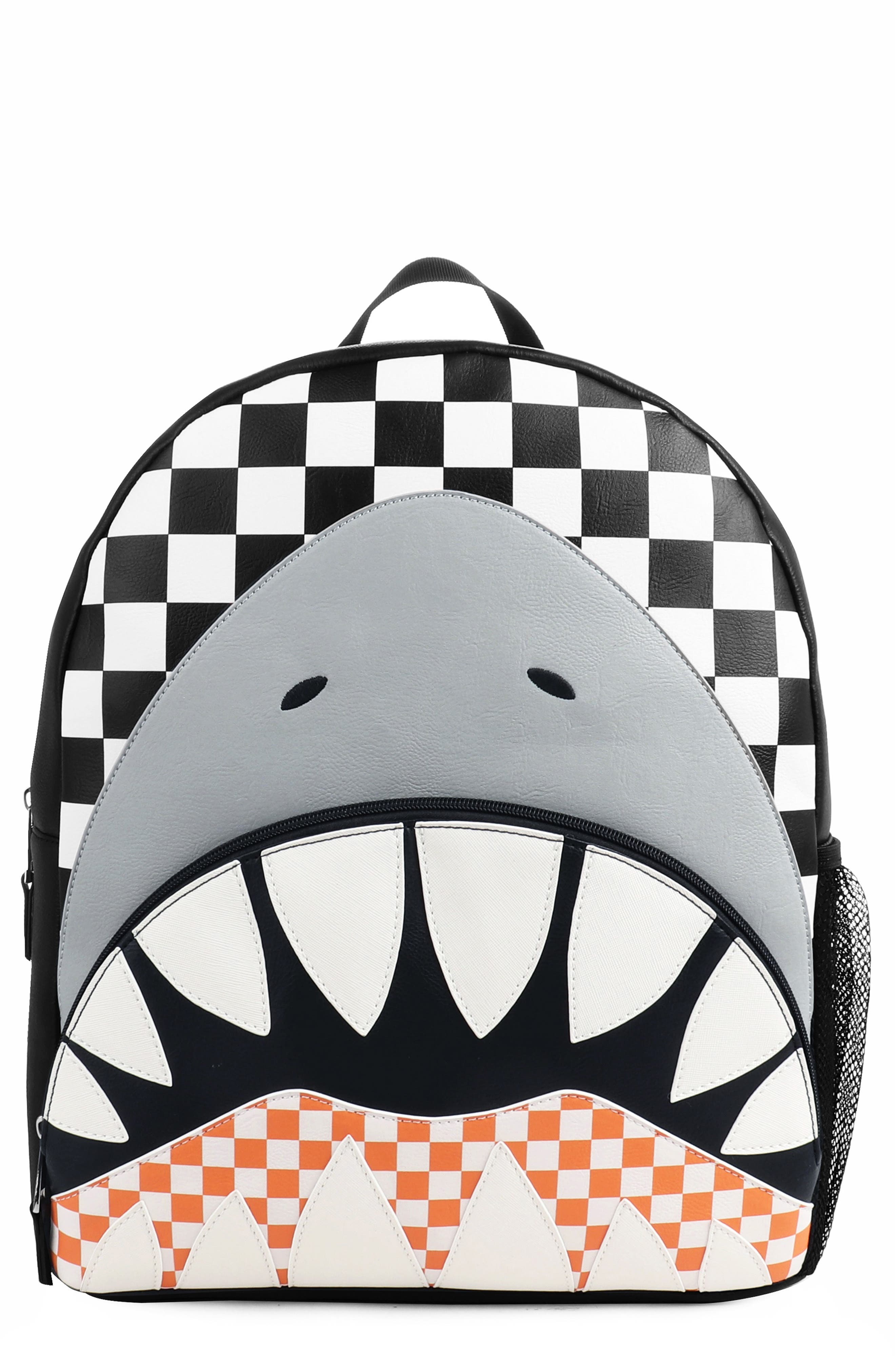 OMG Accessories Kids' Shark Checkered Large Backpack, Main, color, 