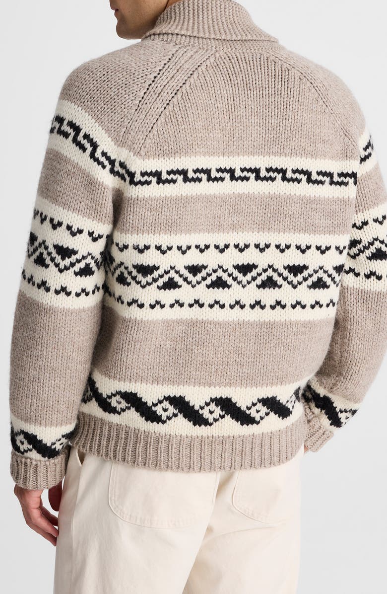 Madewell Fair Isle Zip Up Wool Cardigan, Alternate, color, Stone