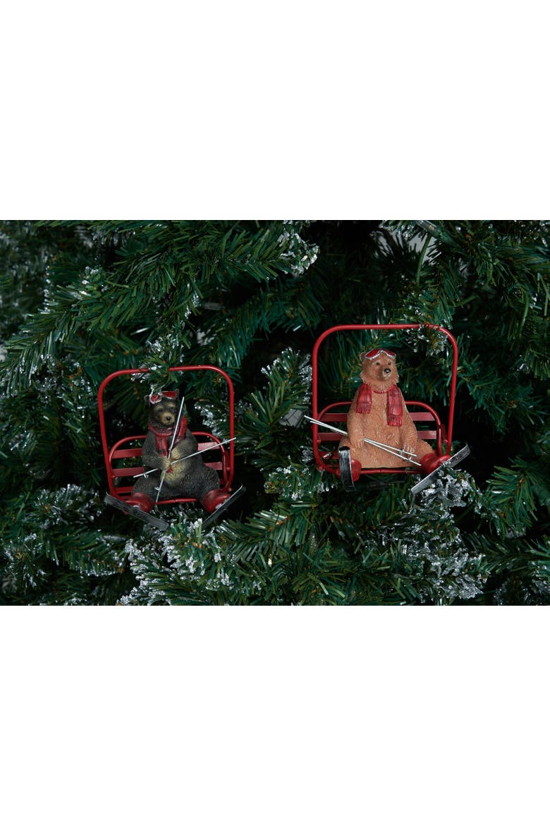 Bear Ski Lift Ornaments, A/2, Alternate, color, brown