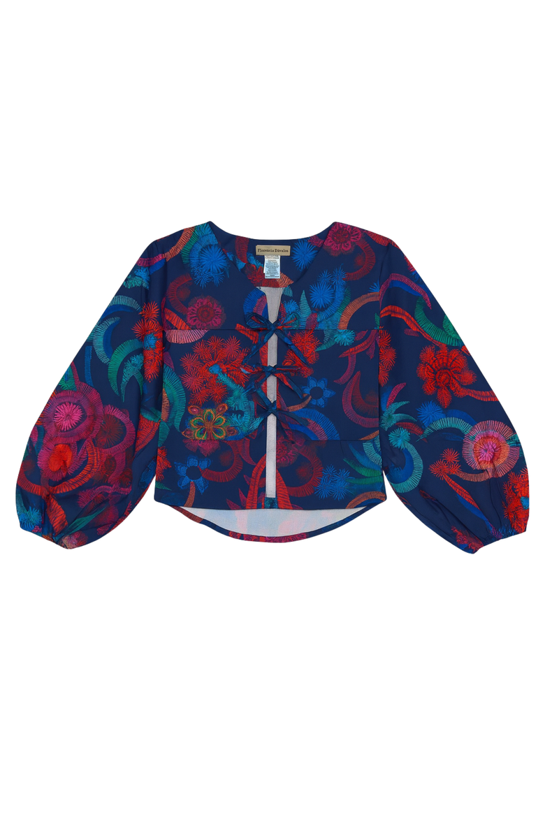 Florencia Davalos Coco Jacket, Alternate, color, Blue Embroidery Vine