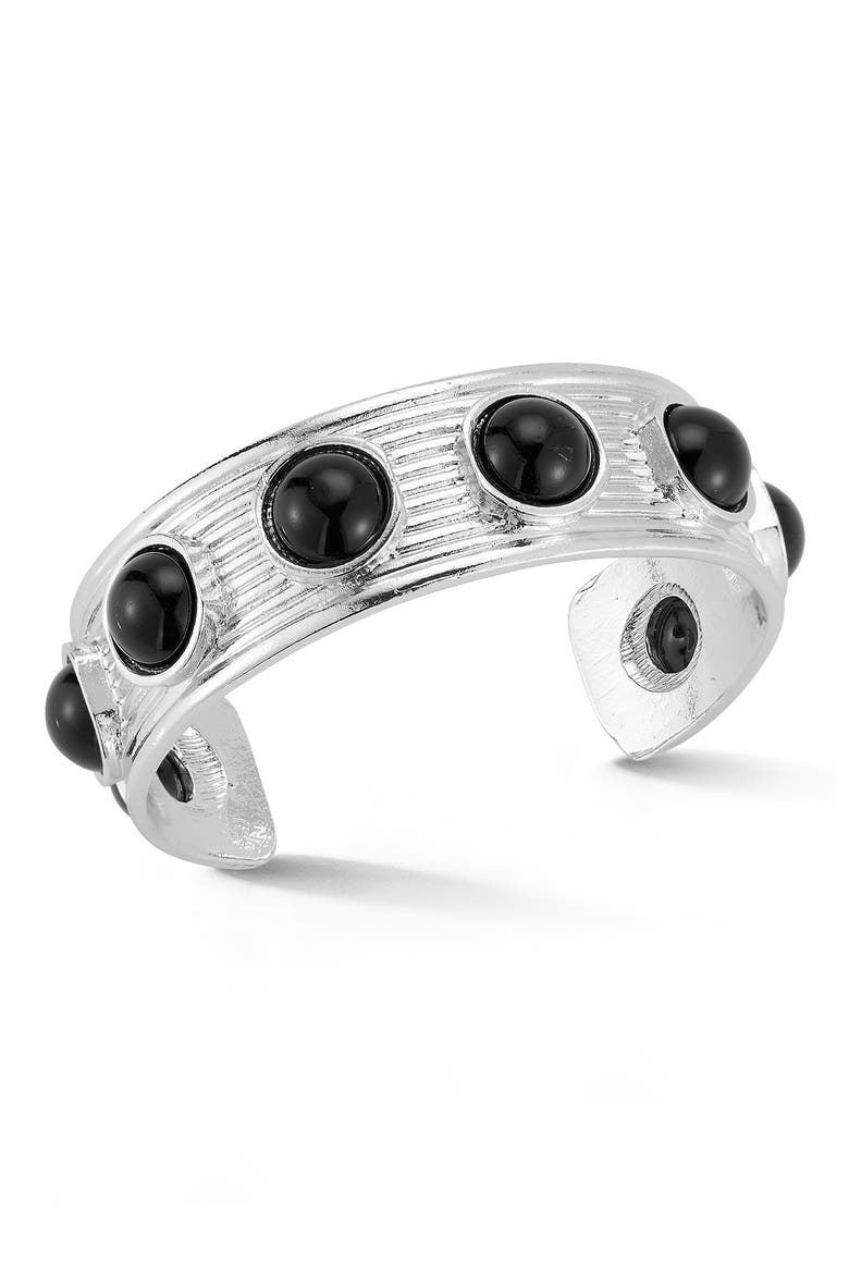 Beaded Cuff Bracelet, Main, color, SILVER/BLACK