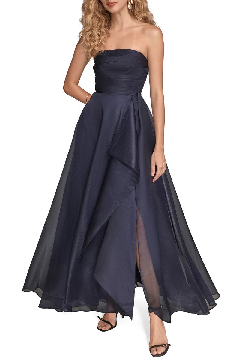 Donna Karan New York Strapless Ruched Bodice Gown, Main, color, Ink