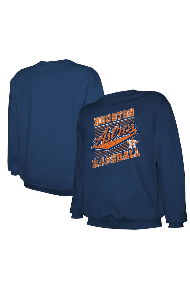 STITCHES Men's Stitches Navy Houston Astros Lightweight Crew Sweatshirt, Main, color, Navy
