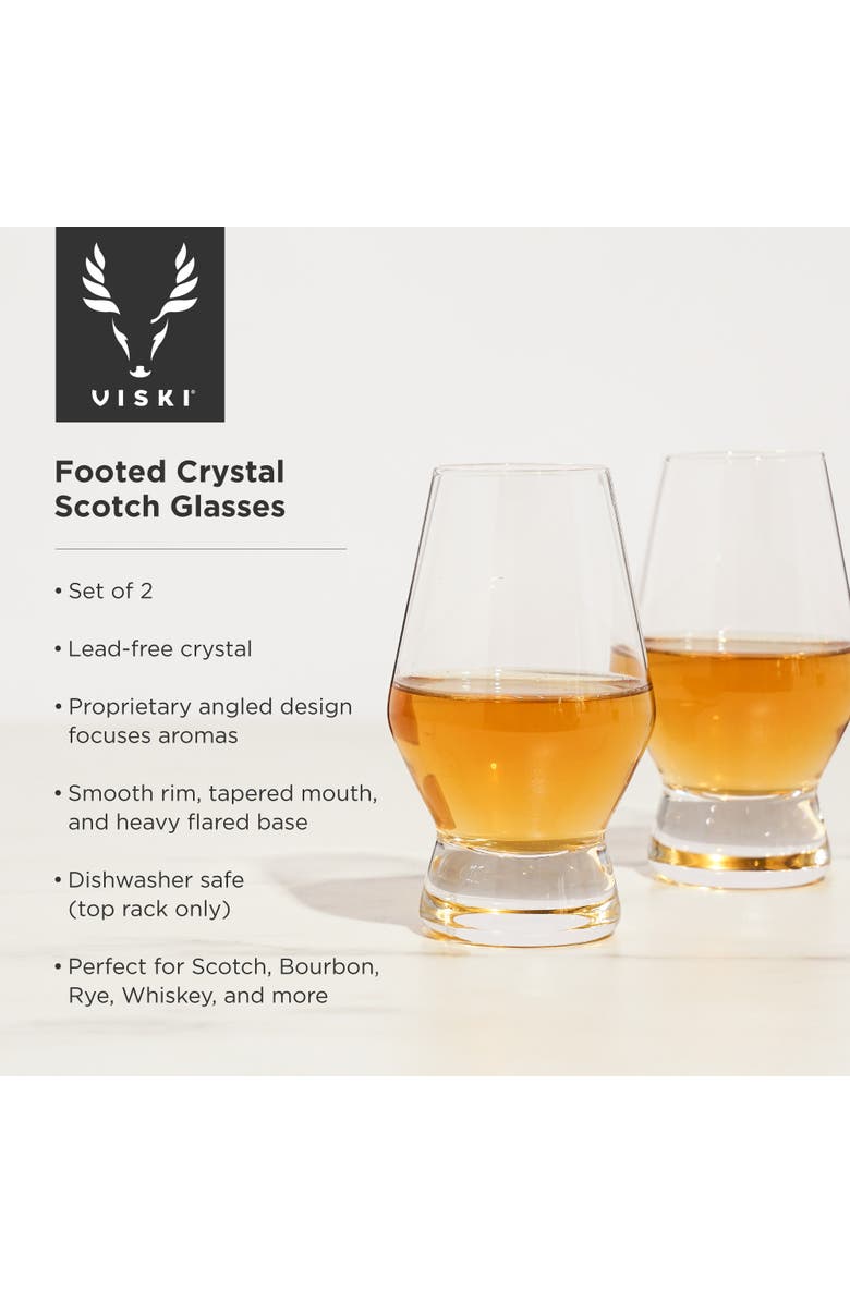 Viski Raye Crystal Footed Scotch Glasses Set of 2, Alternate, color, Clear