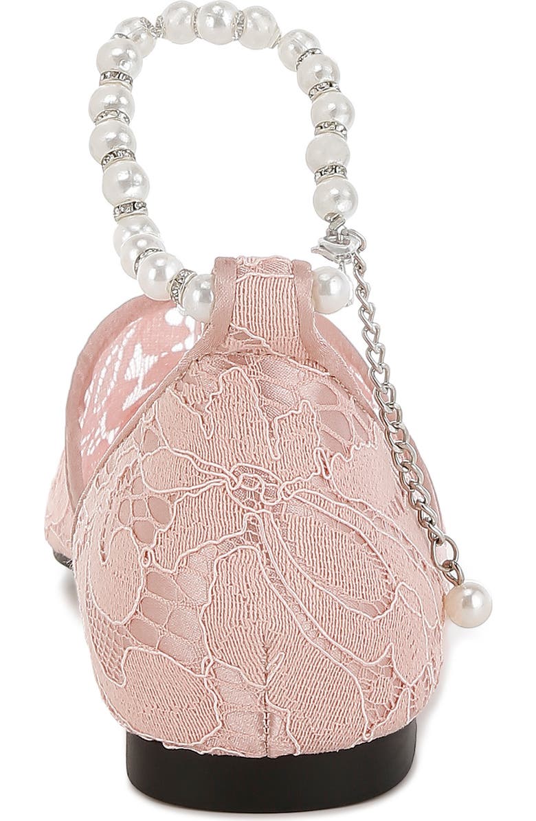 Rag & Co Seymor Faux Pearl Tie Strap Lace Flat, Alternate, color, Blush