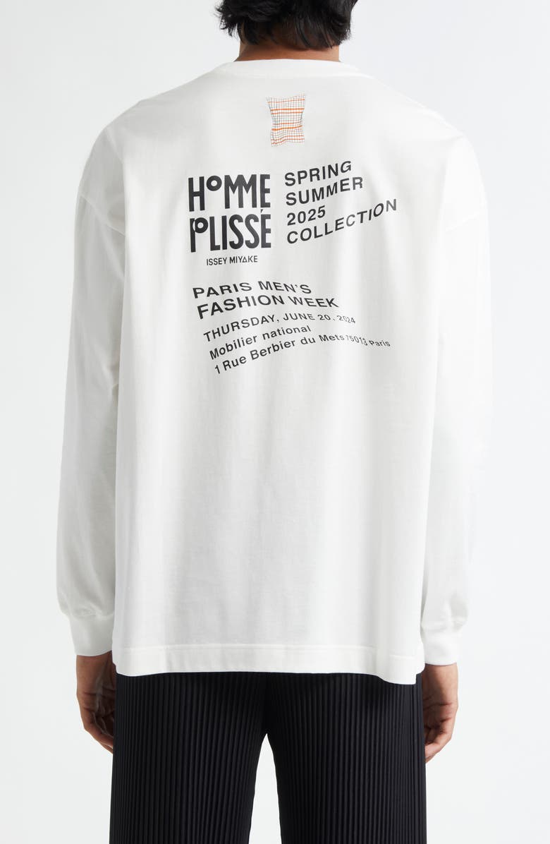 Homme Plissé Issey Miyake Invitation Long Sleeve Graphic T-Shirt, Alternate, color, White