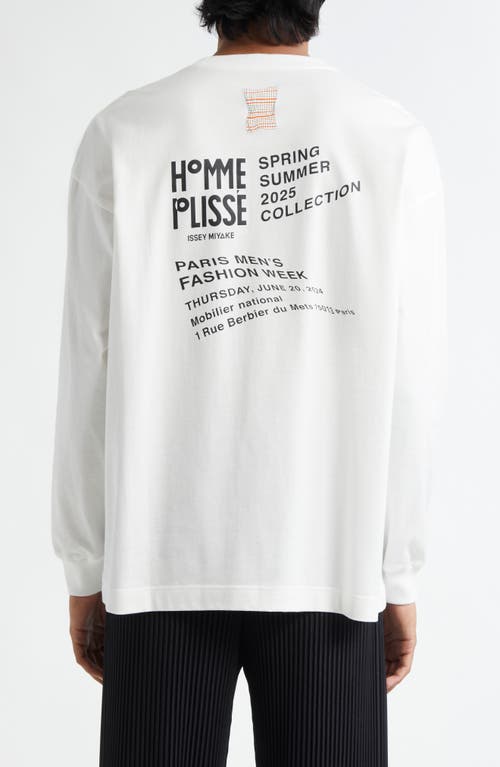 Issey Miyake Homme Plissé Invitation Long Sleeve Graphic T-shirt In White