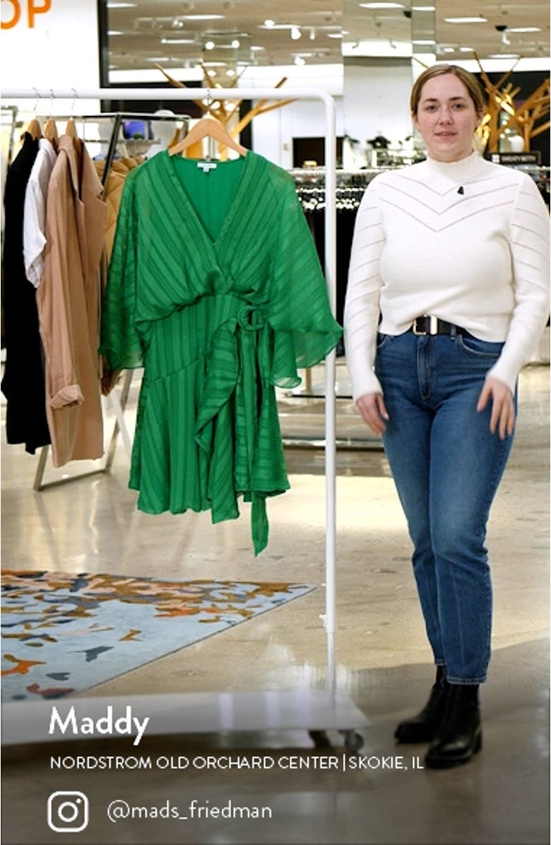 Vonda Stripe Jacquard Long Sleeve Satin Minidress, sales video thumbnail