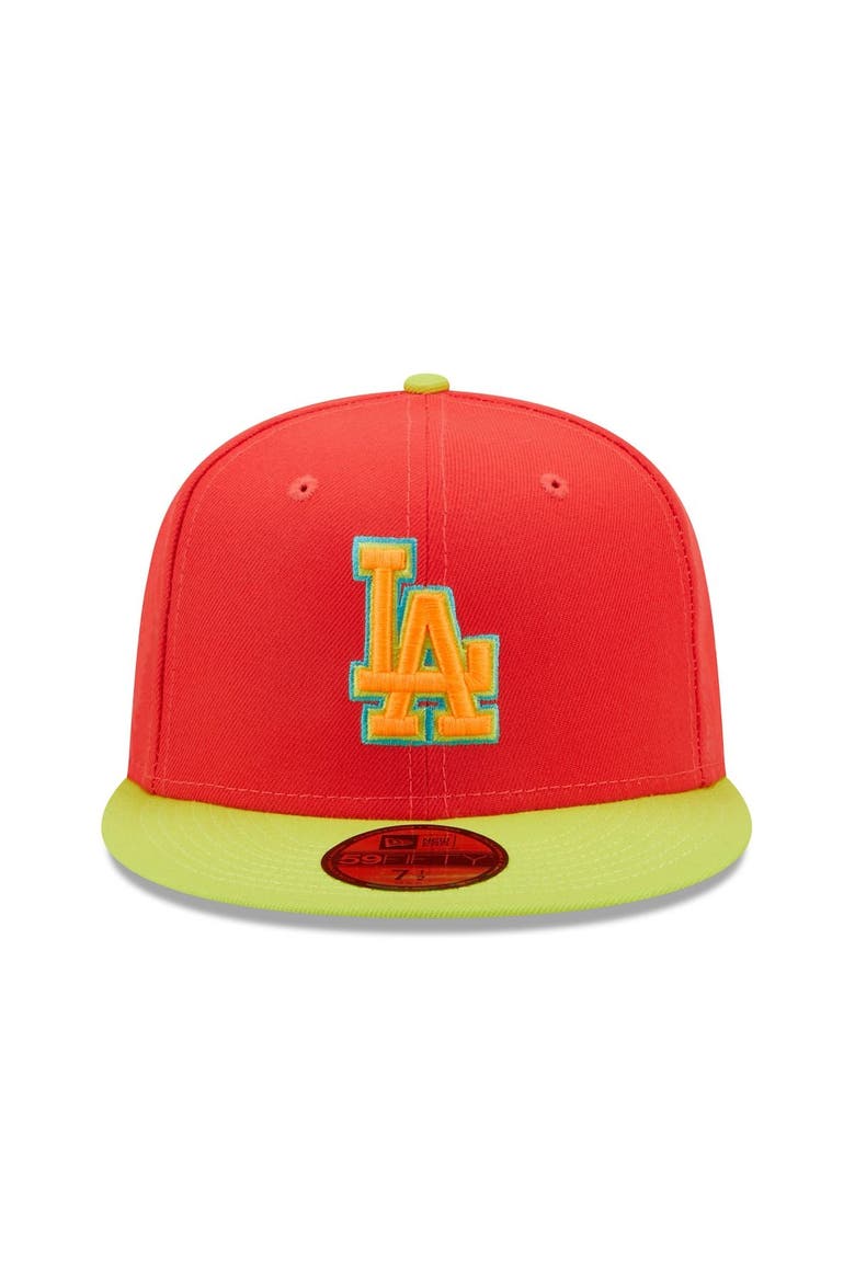 Men's New Era Red/Neon Green Los Angeles Dodgers 1978 World Series  Lava Highlighter Combo 59FIFTY Fitted Hat, Alternate, color, Red