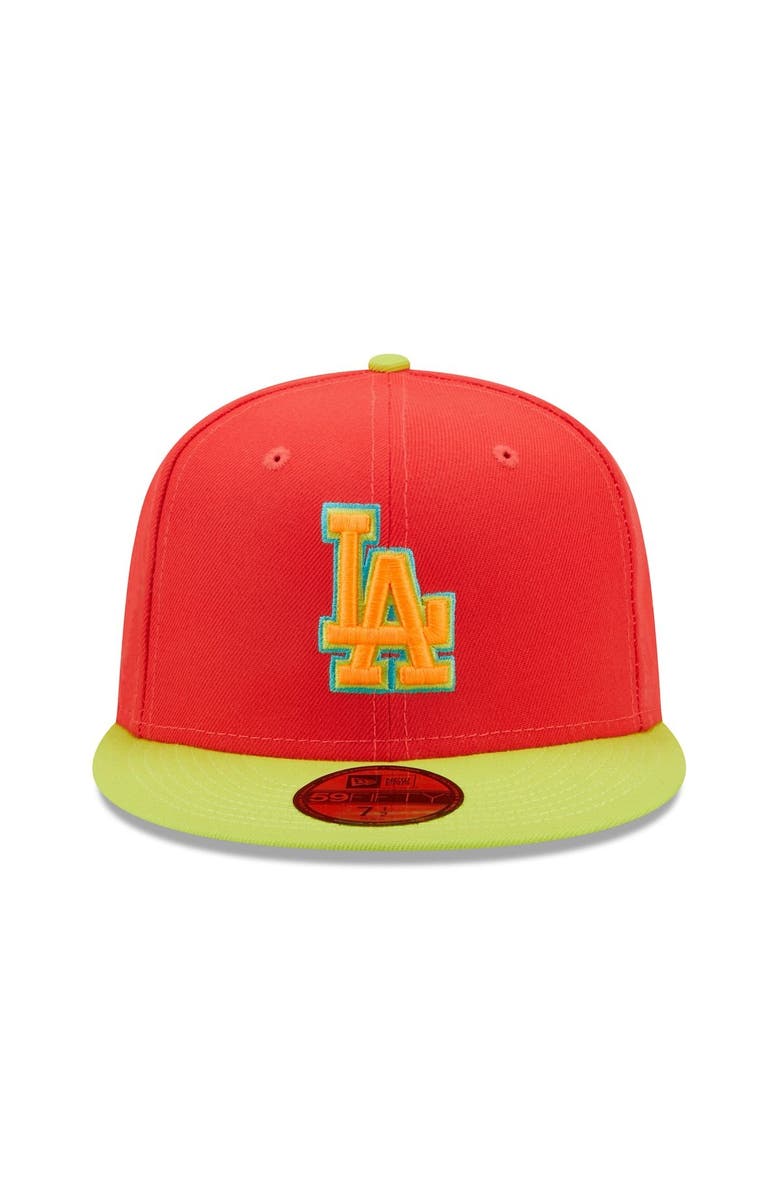 New Era Men's New Era Red/Neon Green Los Angeles Dodgers 1978 World Series Lava Highlighter Combo 59FIFTY Fitted Hat, Alternate, color, Red