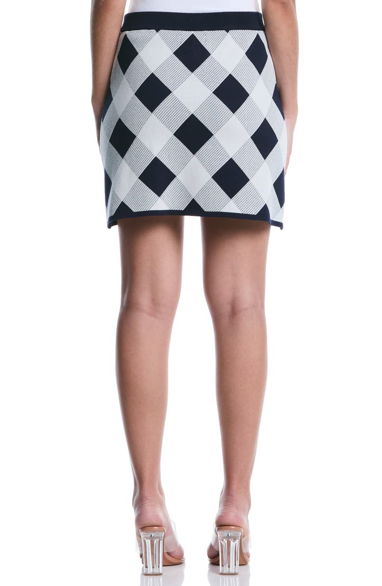 Laundry by Shelli Segal Checkered Pattern Sweater Skirt, Alternate, color, Peacoat