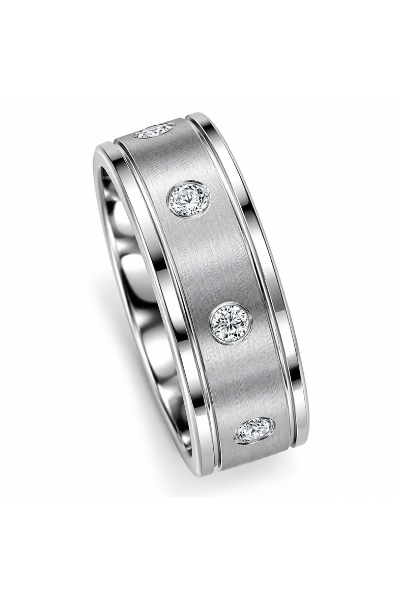 Men's 1/2ct Diamond 8mm Matte Comfort Fit Wedding Band Tungsten Ring, Alternate, color, Tungsten