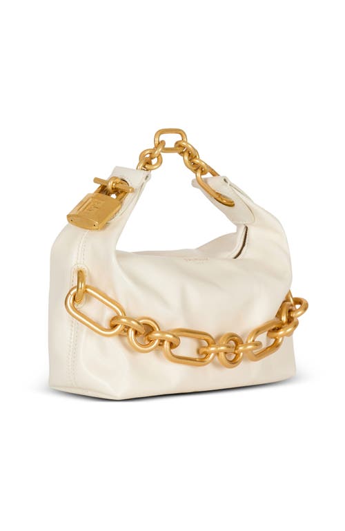 Balmain Sync Chain Mini Top-handle Bag In Calfskin Leather In White