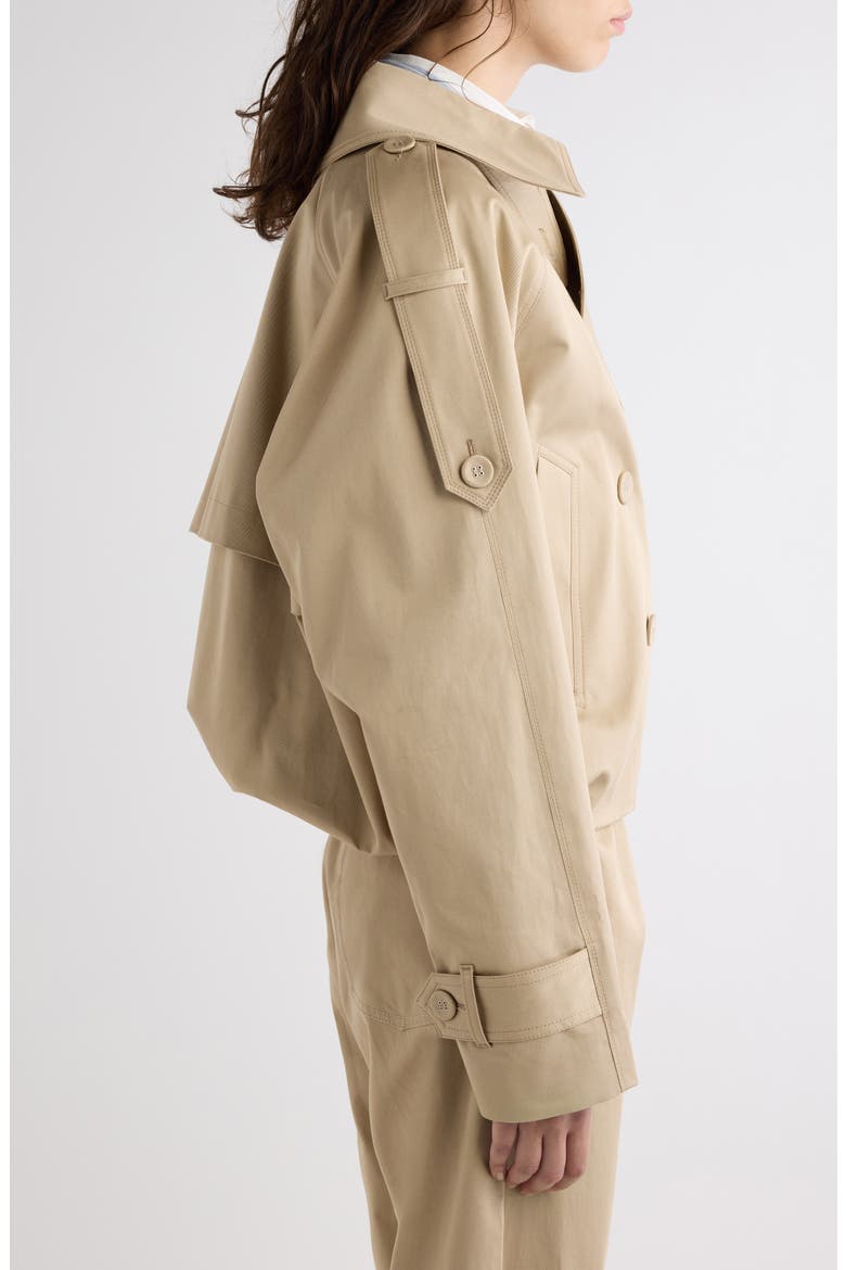 Oleo Crop Gabardine Trench Coat, Alternate, color, PALE BEIGE