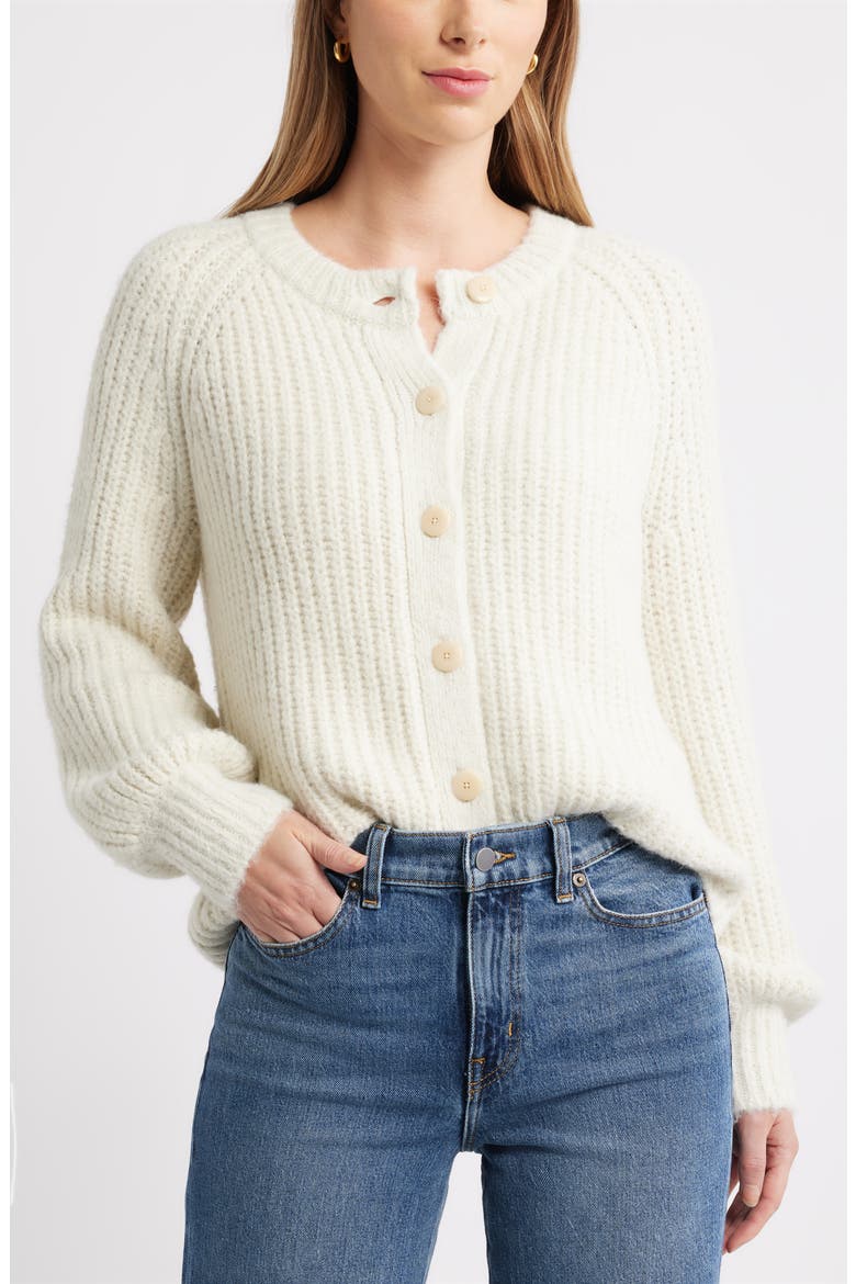 Metallic Shaker Stitch Cardigan, Alternate, color, IVORY PRISTINE