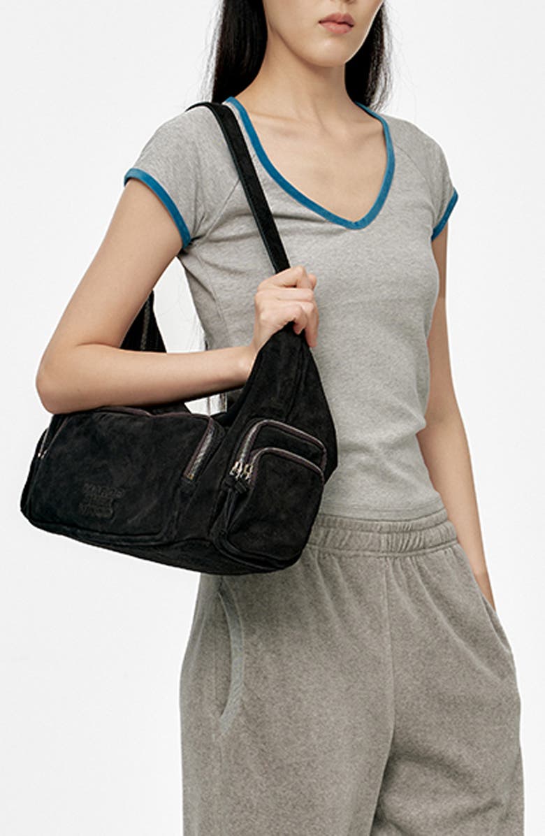 MARGESHERWOOD City Suede Hobo Bag, Alternate, color, Black Suede