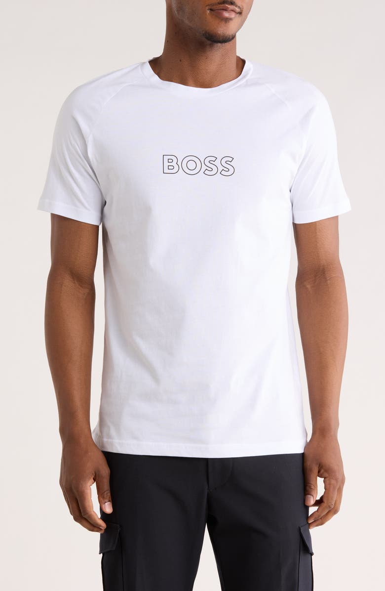 BOSS Slim Fit Logo T-Shirt, Main, color, White