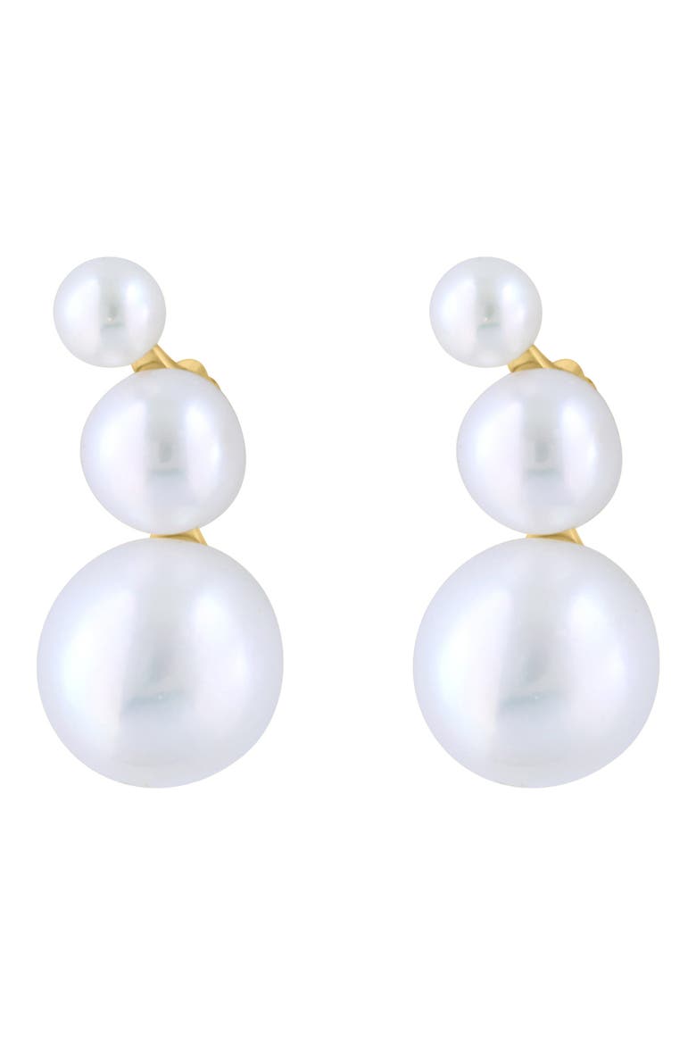 Freshwater Pearl Crawler Stud Earrings, Main, color, WHITE