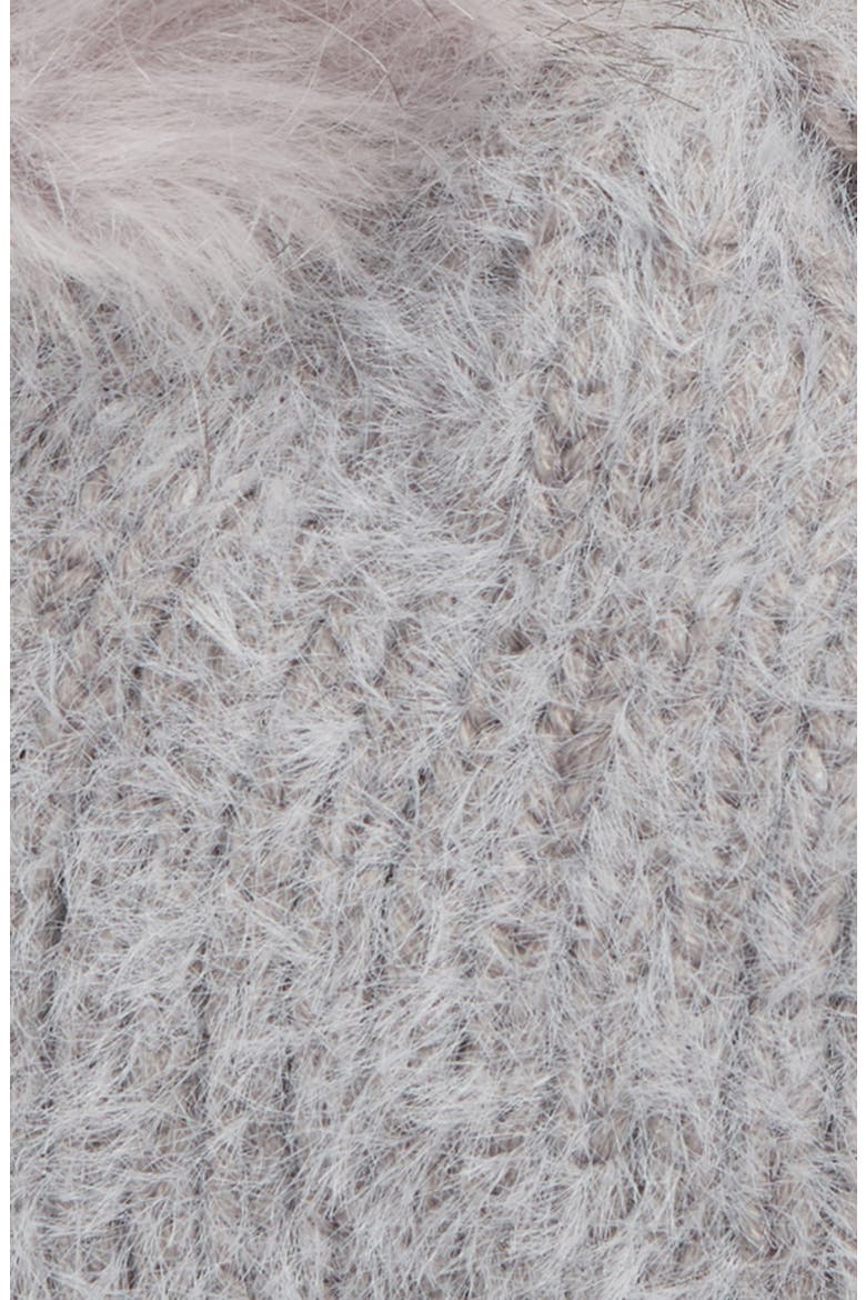 Faux Fur Double Pom Beanie, Alternate, color, GREY