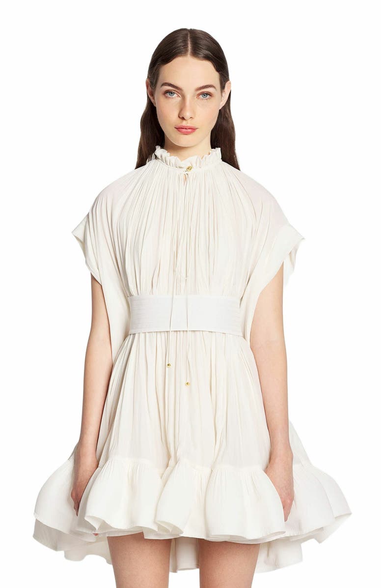 Lanvin Short Charmeuse Dress, Alternate, color, Off White