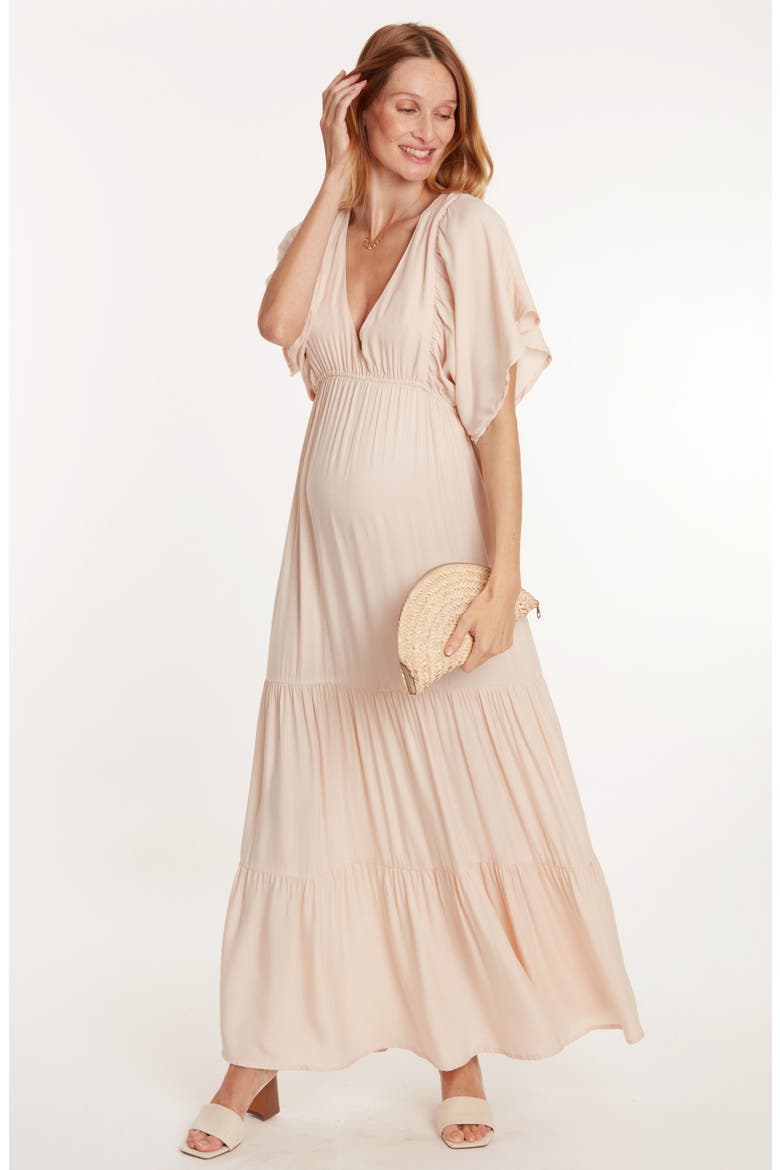 Claudette Maternity Maxi Dress, Alternate, color, SAND