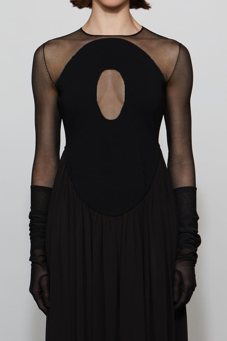Suri Knit Combo Gown, Alternate, color, Black