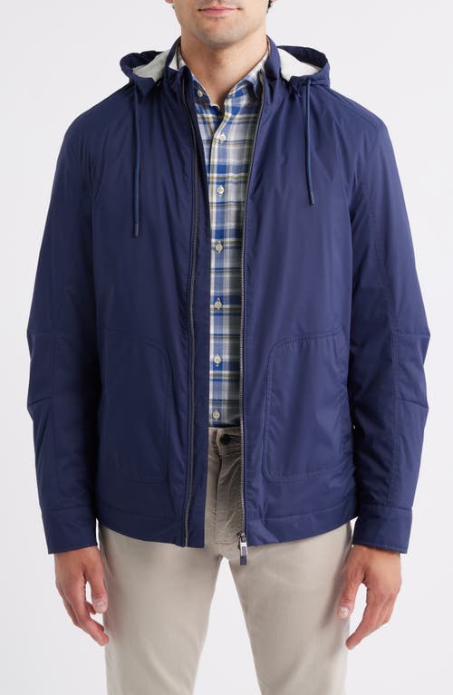 johnnie-O Wentworth Water Repellent Insulated Nylon Jacket with Removable Hood in Navy 