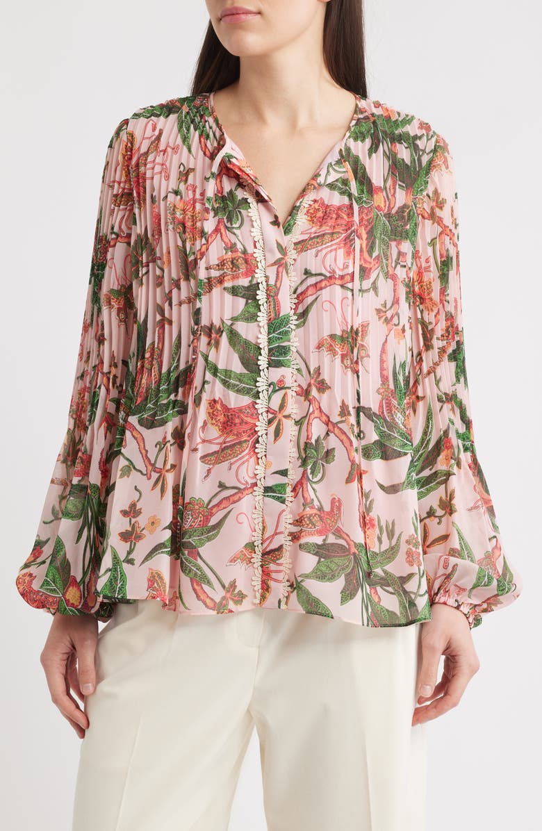 KOBI HALPERIN Helen Floral Pleated Top, Main, color, Peony Mult