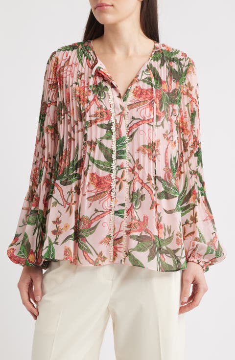 Helen Floral Pleated Top