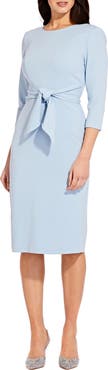 Adrianna Papell Tie Waist Crepe Sheath Dress