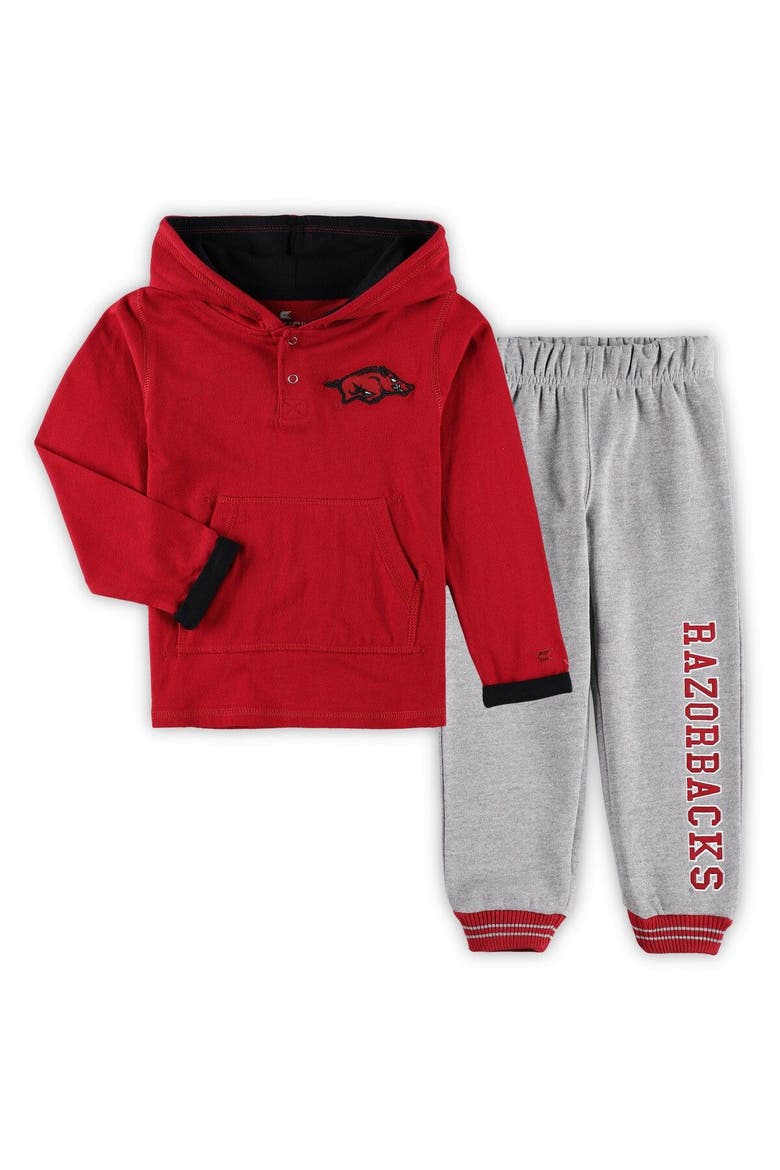 Toddler Colosseum Cardinal/Heathered Gray Arkansas Razorbacks Poppies Pullover Hoodie and Sweatpants Set, Main, color, Cardinal