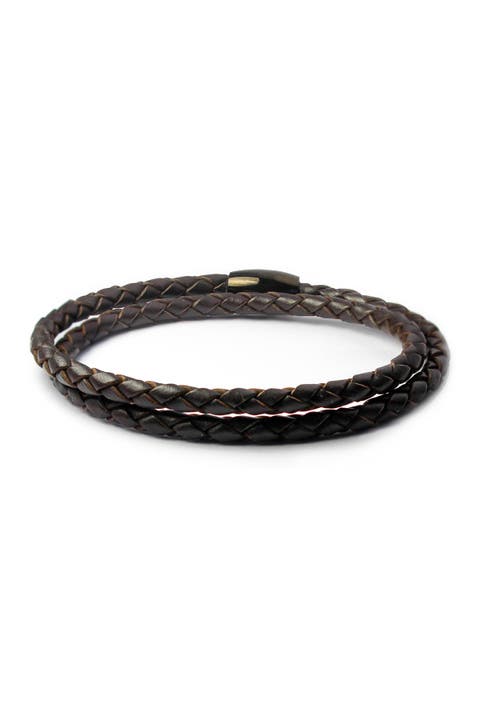 Double Wrap Braided Leather Bracelet