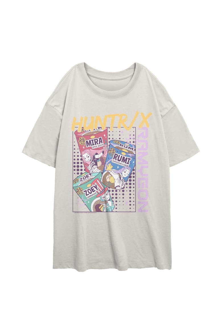 Junior's Huntrix Idols Instant Ramyeon Short Sleeve Oversized T-Shirt, Main, color, Egret