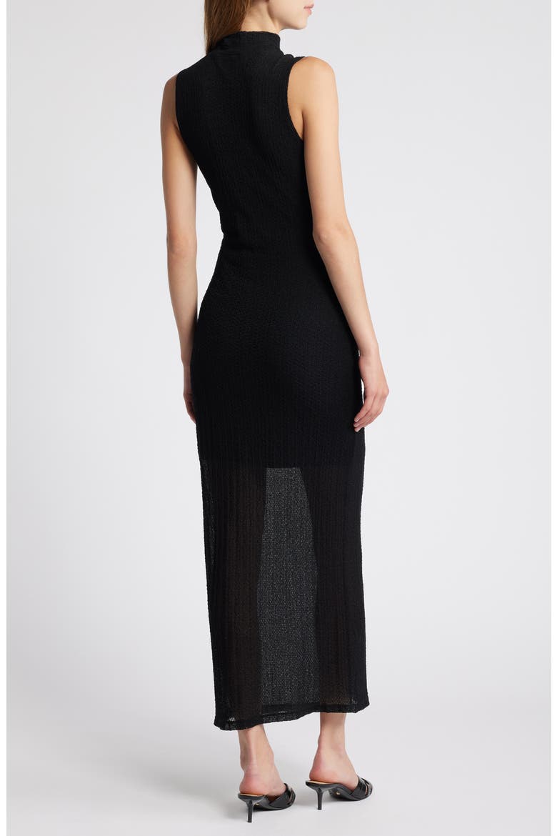 Mock Neck Mesh Maxi Dress, Alternate, color, BLACK