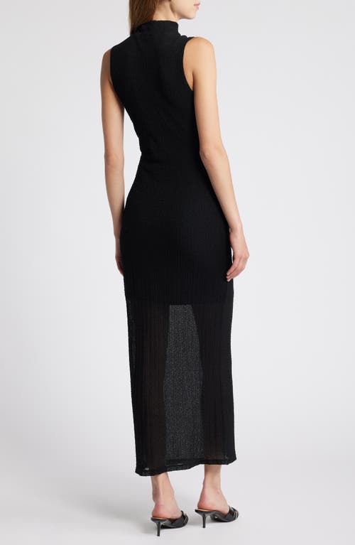 Frame Denim Mesh Mock Neck Maxi Dress In Black