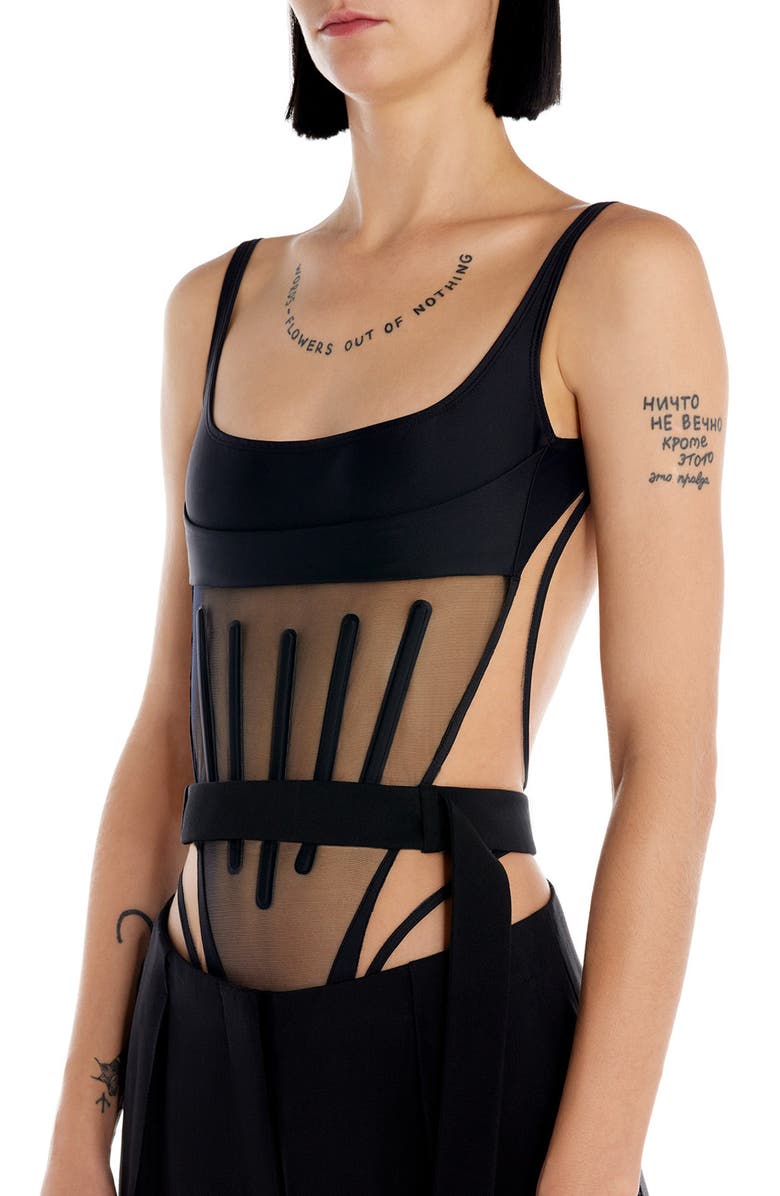 MUGLER Illusion Mesh Bodysuit, Main, color, 