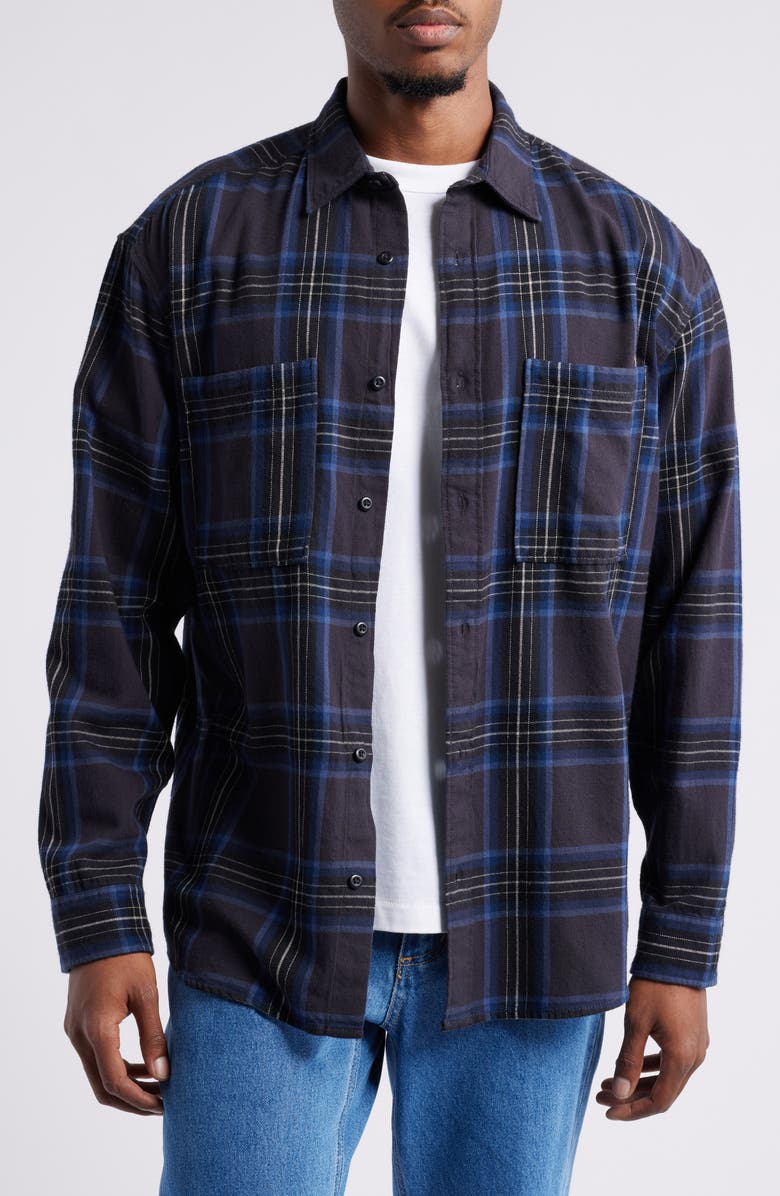 BP. Plaid Cotton Flannel Button-Up Shirt, Main, color,