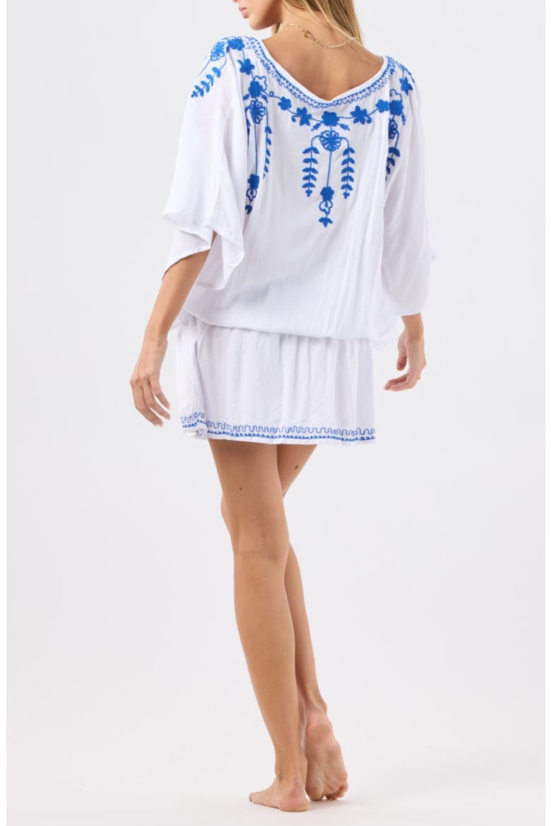 Liana Embroidery Detail Minidress, Alternate, color, WHITE SANTORINI BLUE