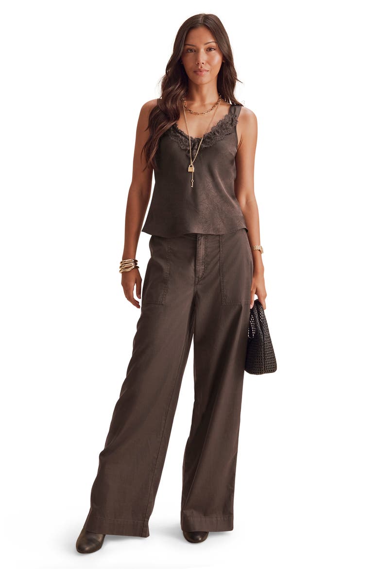 Penelope Lace Trim Tank, Alternate, color, JAVA BROWN