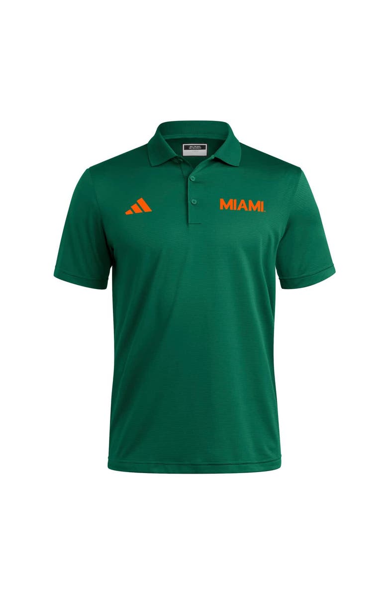 adidas Green Miami Hurricanes Ultimate 365 Ottoman Polo Shirt, Alternate, color, Green