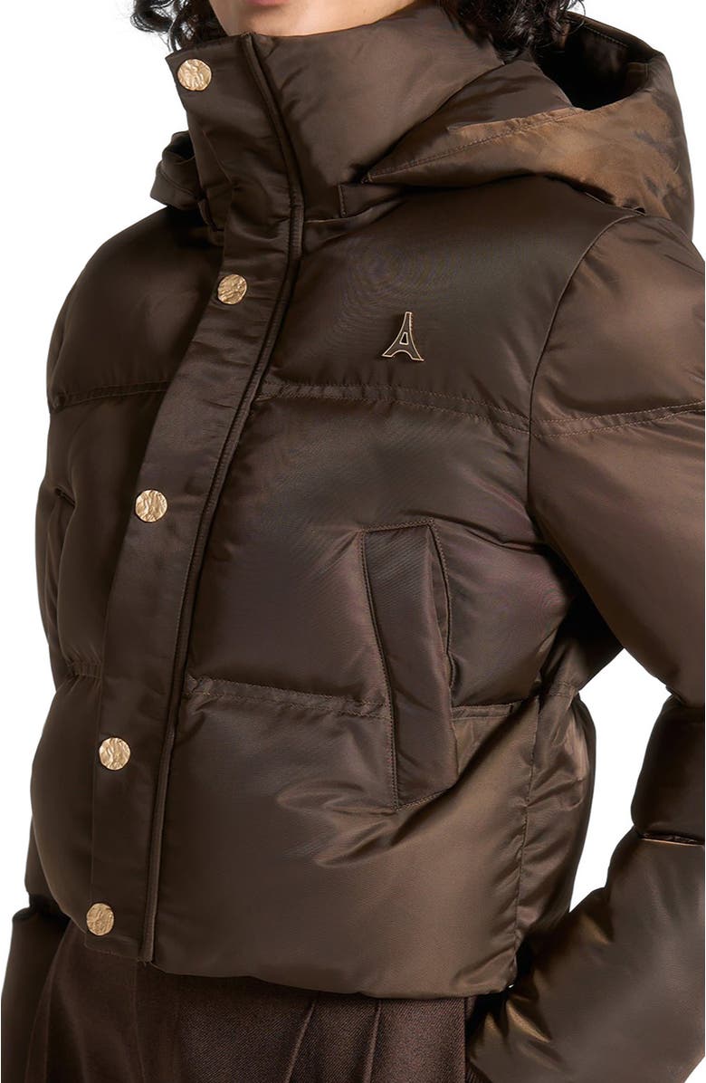 Manière De Voir Maeva Nylon Eiffel Cropped Puffer Jacket, Alternate, color, 