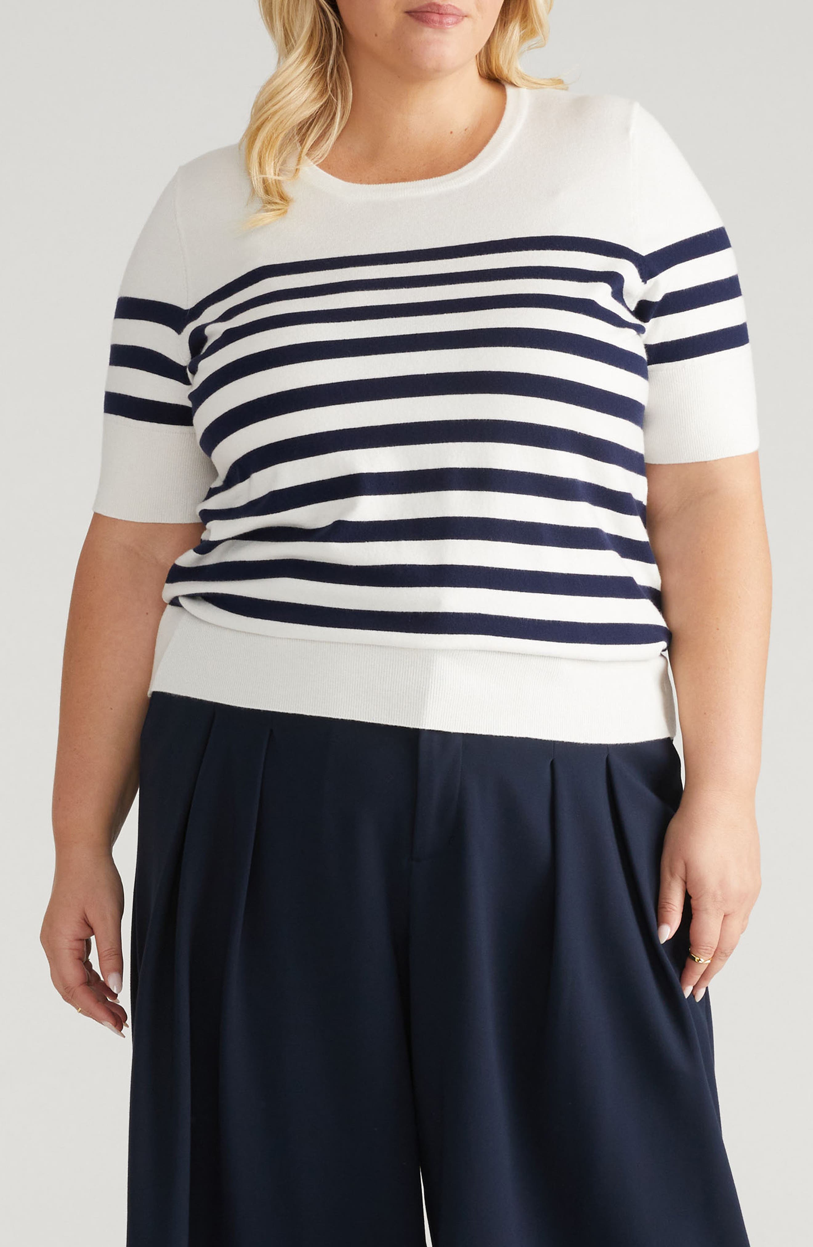 selected CREAM/ NAVY STRIPE