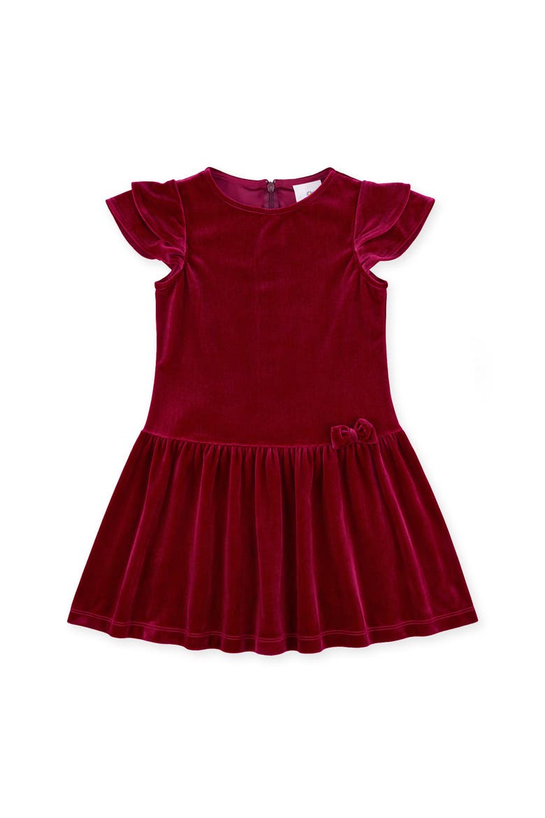 Stretch Velvet Dress with Bow, Main, color, Burgundy Velvet