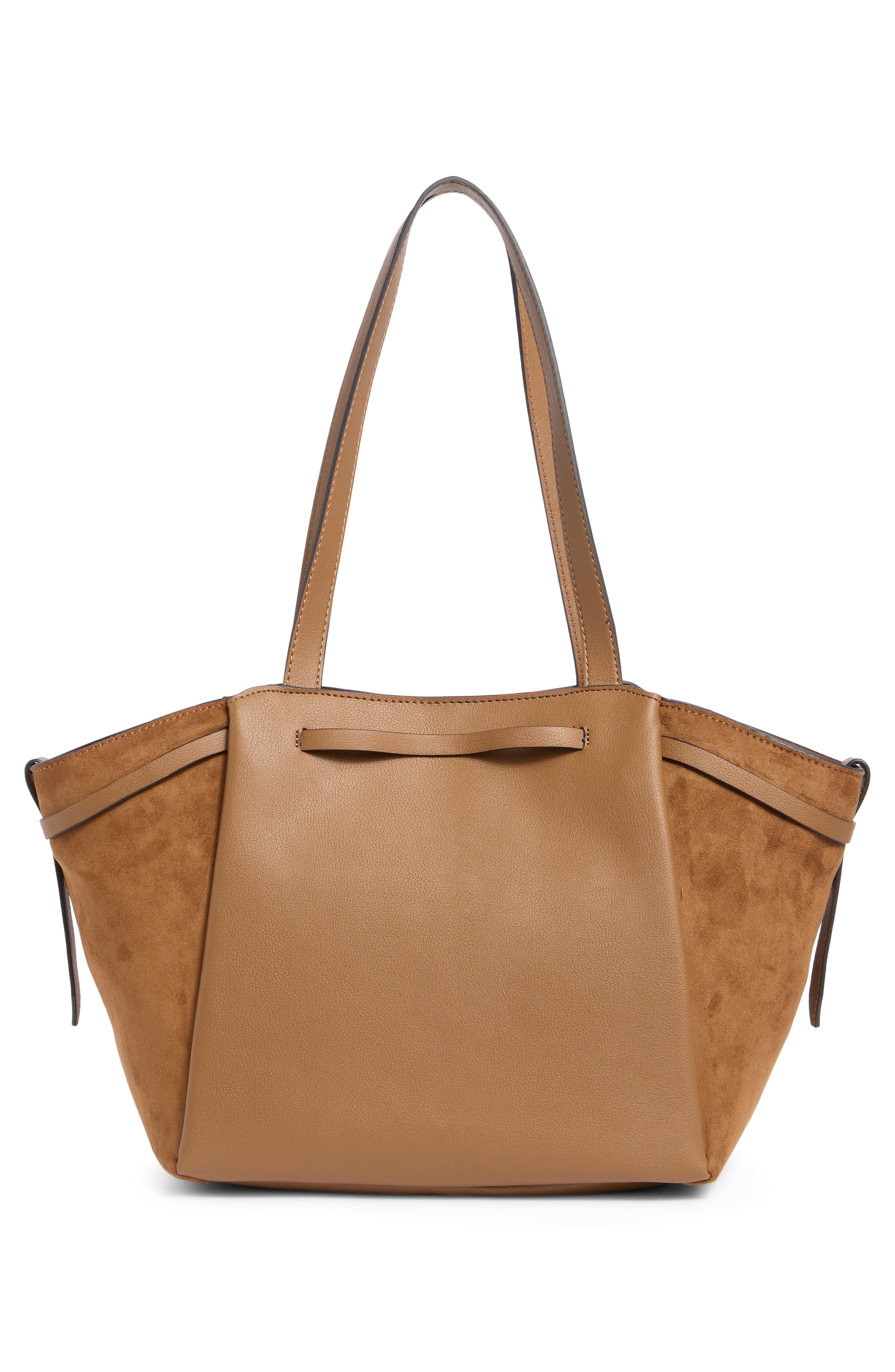 Nerina Faux Leather Tote, Main, color, TOFFEE