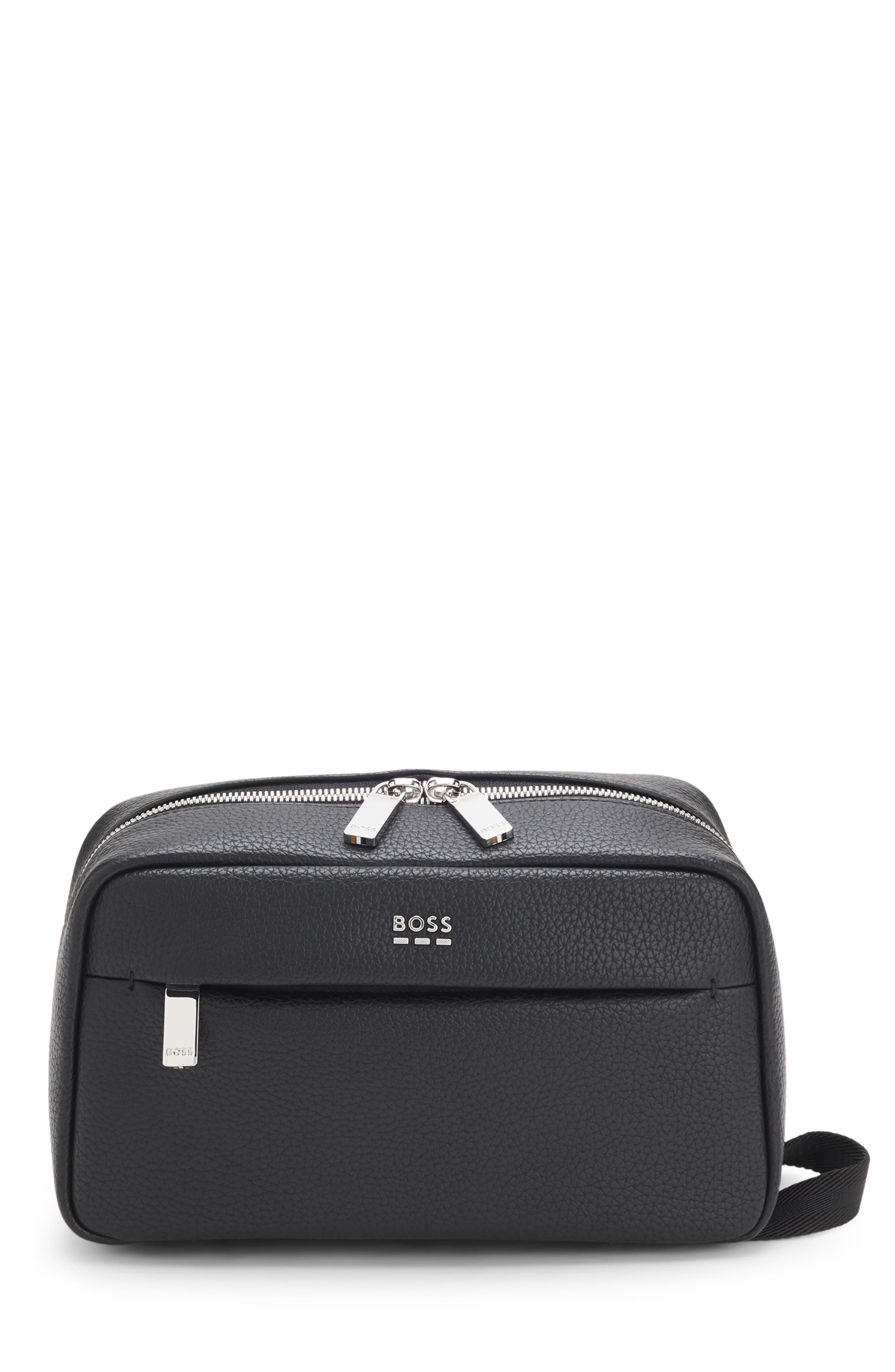 Ray Evo Faux Leather Washbag, Main, color, BLACK