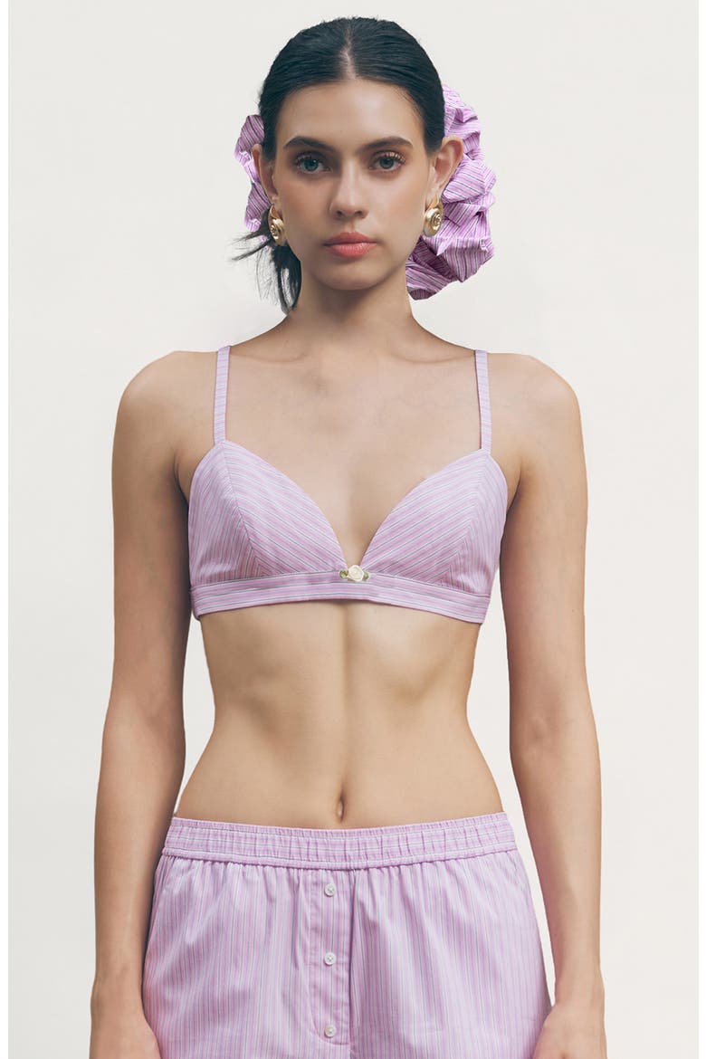 Jasper Stripe Cotton Blend Bra Top & Pants Set, Alternate, color, PINK STRIPE