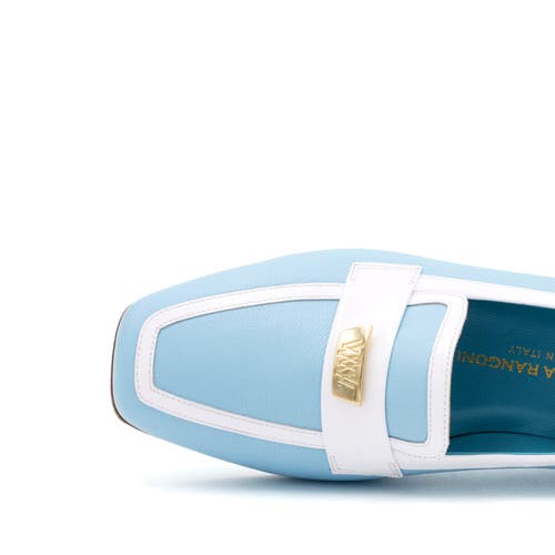 Valentina Rangoni Briseide Flat Loafer With Logo Bit In Lt Jeans/white Parm