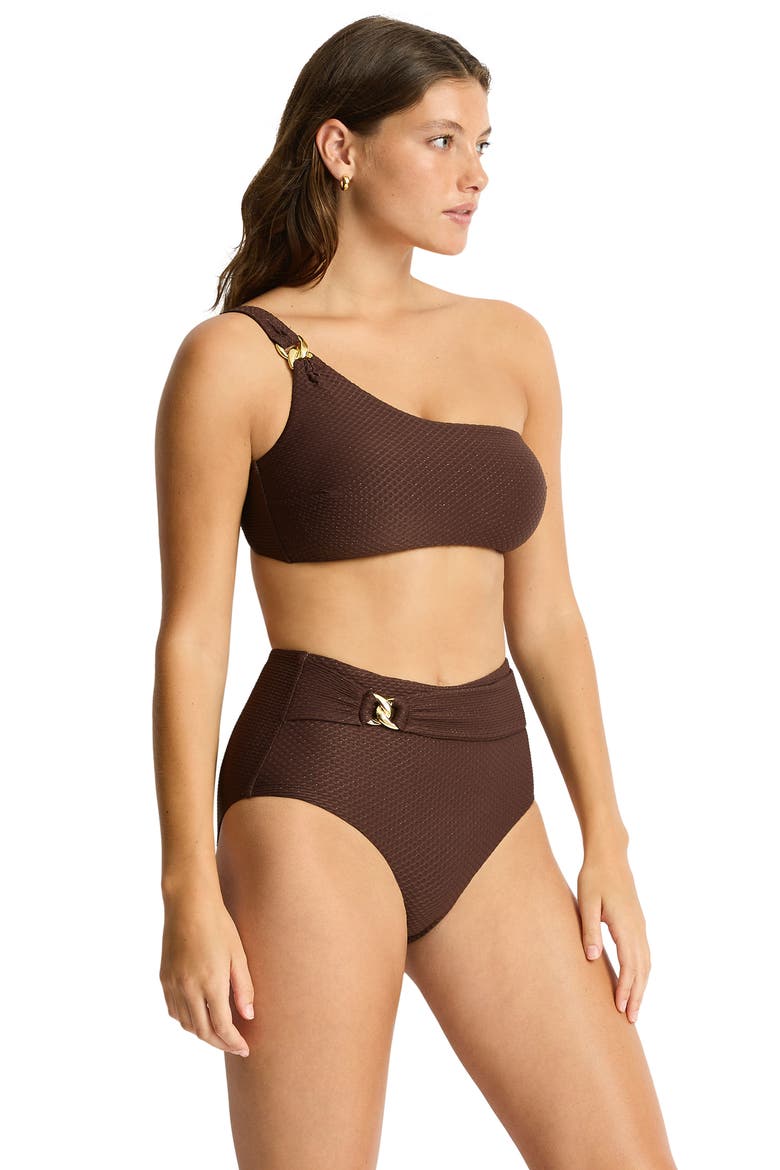 Luminara High Waist Bikini Bottoms, Alternate, color, COCOA